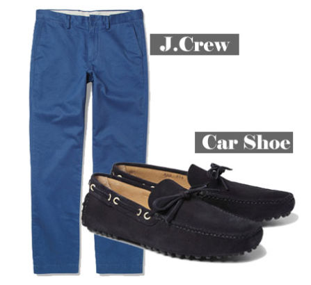 J.Crew蓝色长裤+Car Shoe麂皮鞋