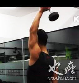 坐姿头上哑铃臂屈伸