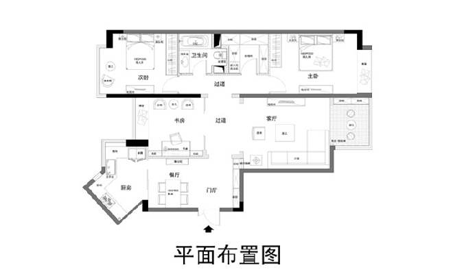 新中式三居装修效果图
