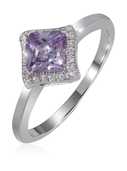 Goldmaid 925纯银淡紫色方形宝石戒指